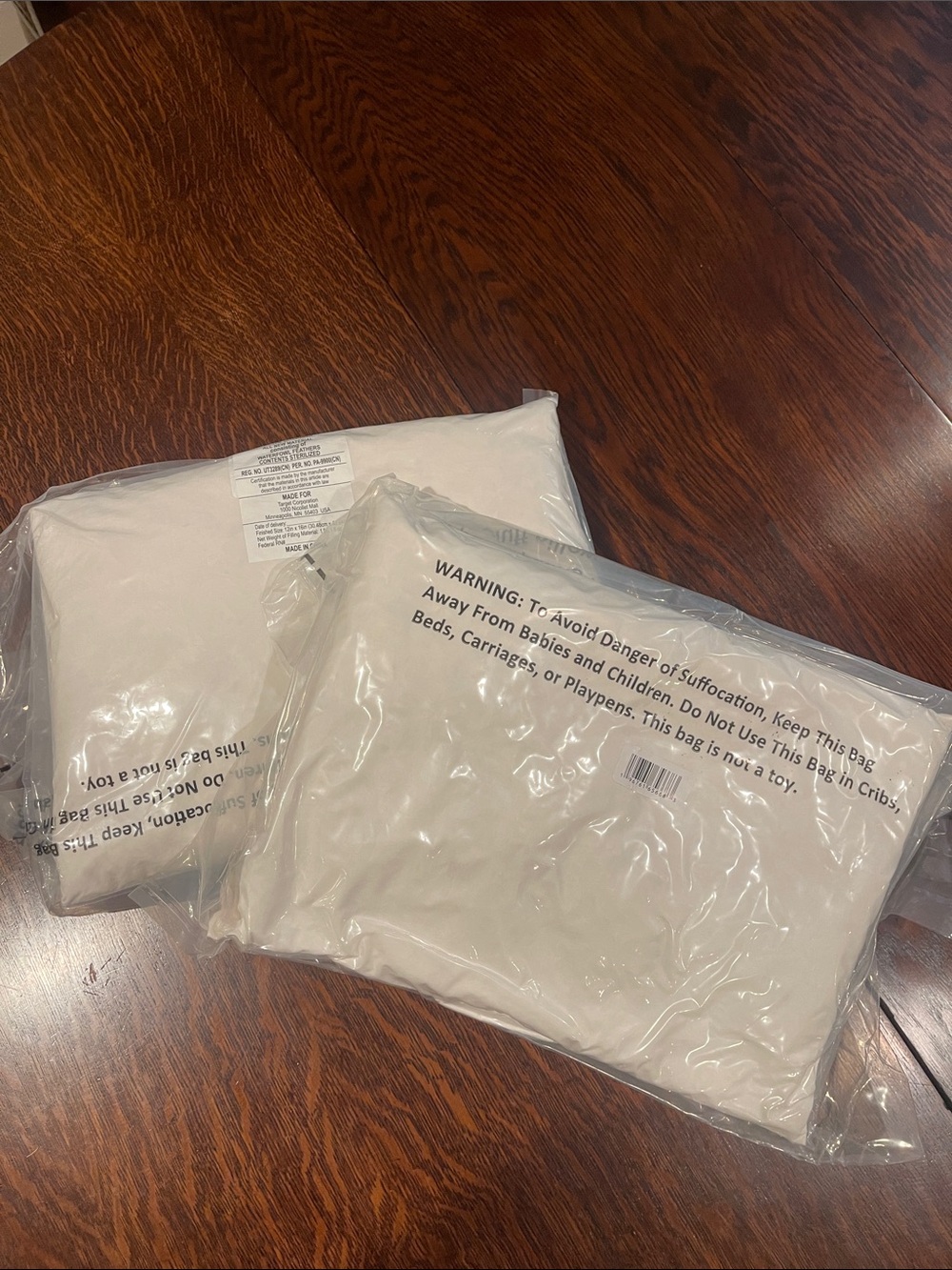 Pair of pillow inserts 12 x 16 pillows new